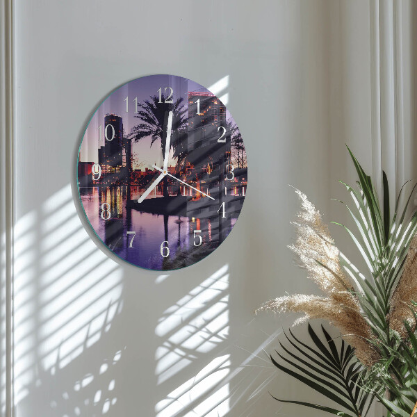 Ronde glazen klok Palmbomen in Florida