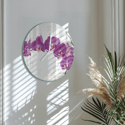 Ronde glazen klok Orchidee