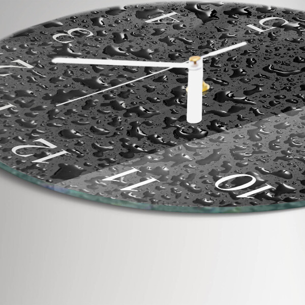 Ronde glazen klok Waterdruppels