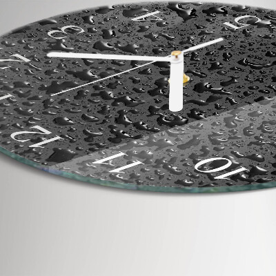 Ronde glazen klok Waterdruppels