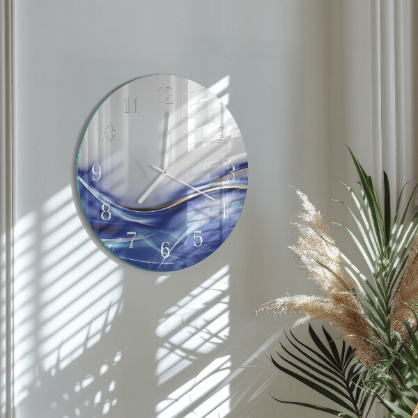 Ronde glazen klok Abstracte lijnen