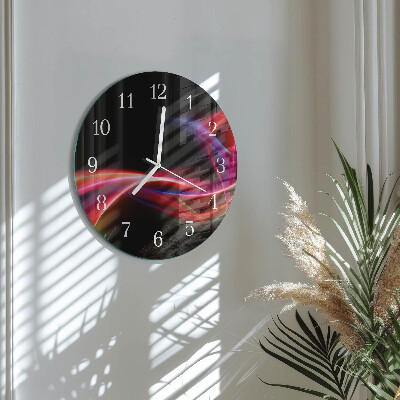 Ronde glazen klok Abstracte lijnen