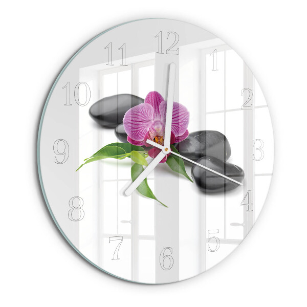 Ronde glazen klok Orchidee
