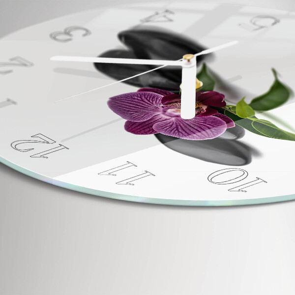Ronde glazen klok Orchidee