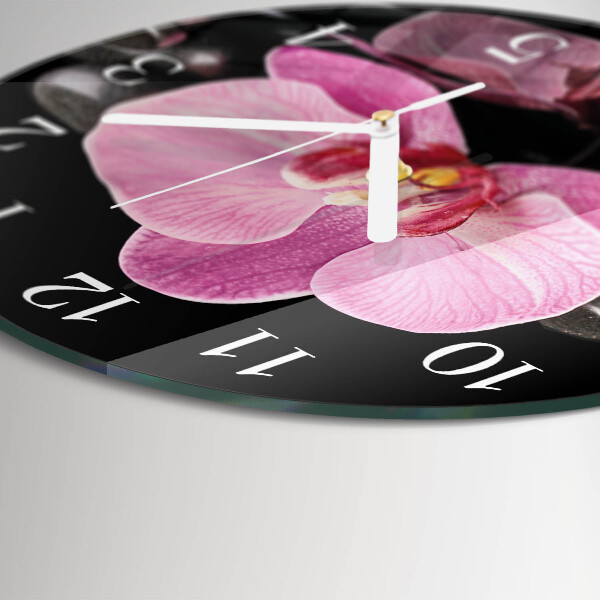 Ronde glazen klok Orchidee