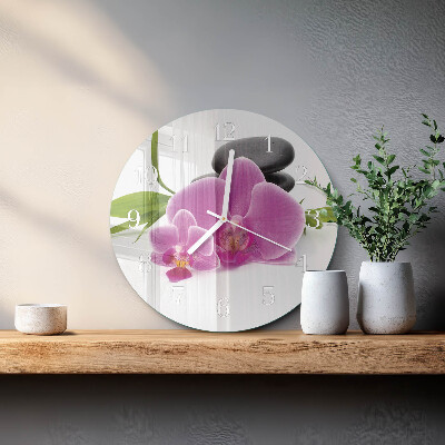 Ronde glazen klok Orchidee