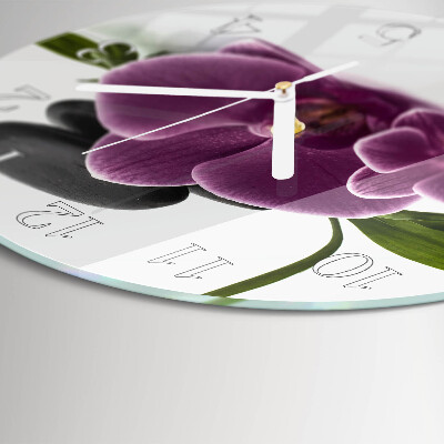 Ronde glazen klok Orchidee