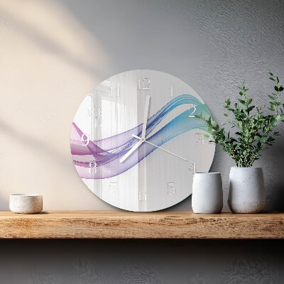 Ronde glazen klok Abstracte lijnen