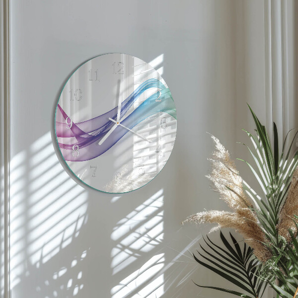 Ronde glazen klok Abstracte lijnen