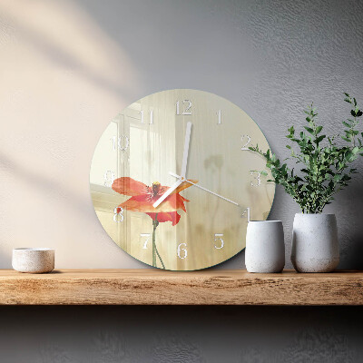 Ronde glazen klok Papaver