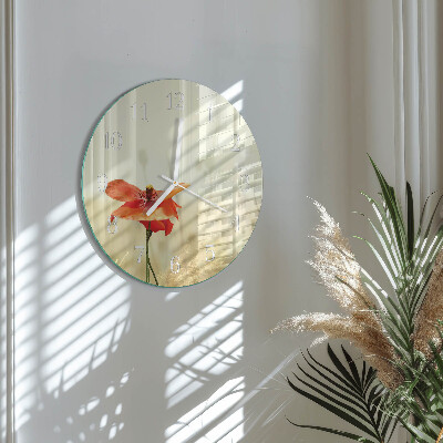 Ronde glazen klok Papaver