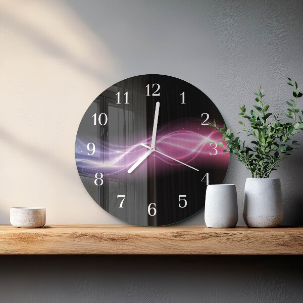 Ronde glazen klok Abstracte lijnen