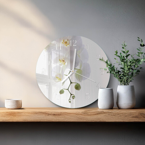 Ronde glazen klok Orchidee