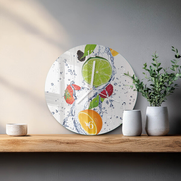 Ronde glazen klok Fruit Citroen