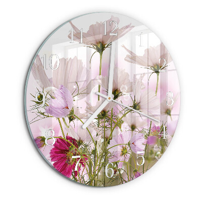 Ronde glazen klok Cosmosbloemen