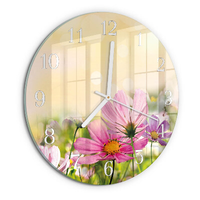Ronde glazen klok Cosmosbloemen