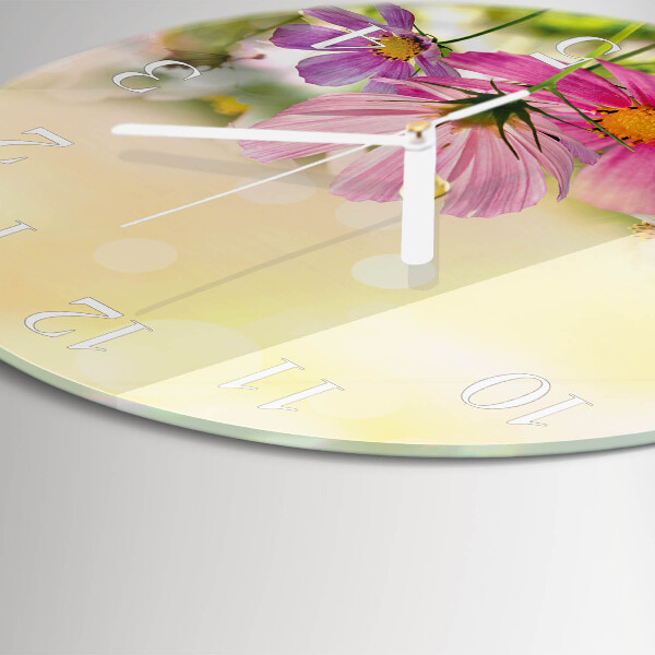 Ronde glazen klok Cosmosbloemen