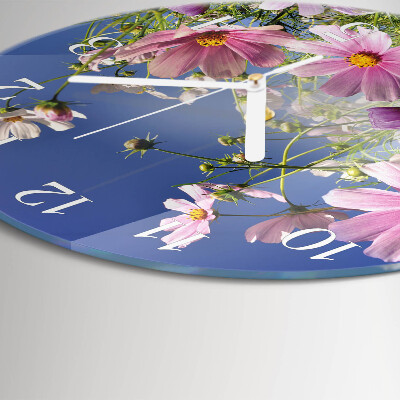 Ronde glazen klok Cosmosbloemen