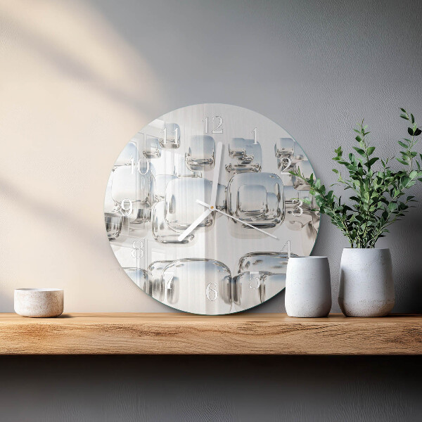 Ronde glazen klok 3D-kubus