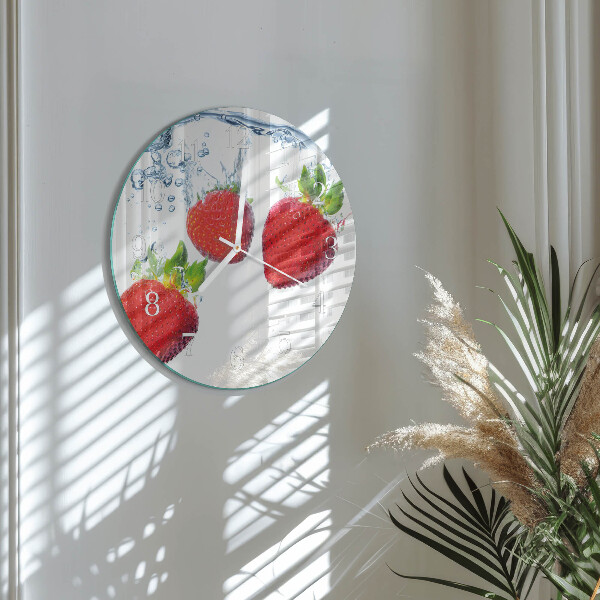 Ronde glazen klok Aardbeien