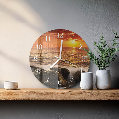 Ronde glazen klok Zonsondergang