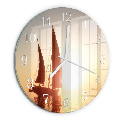 Ronde glazen klok Zeilboot