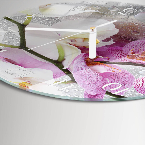 Ronde glazen klok Orchidee