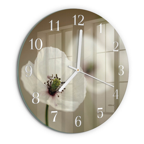 Ronde glazen klok Papaver