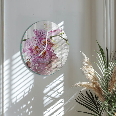 Ronde glazen klok Orchidee