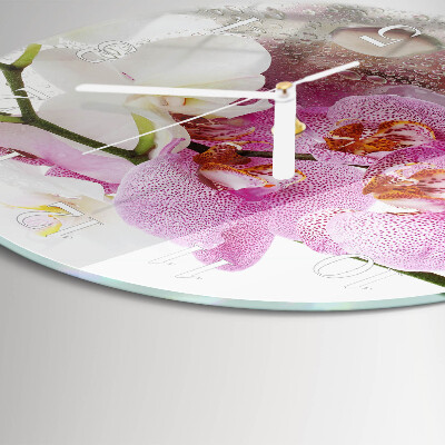 Ronde glazen klok Orchidee