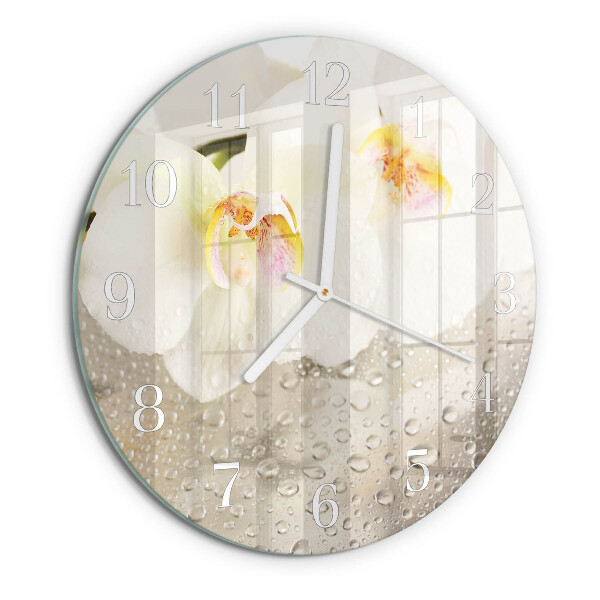 Ronde glazen klok Orchidee