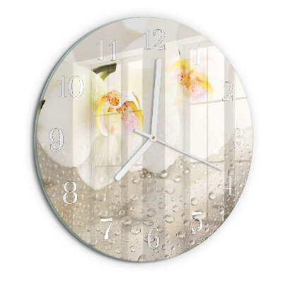Ronde glazen klok Orchidee