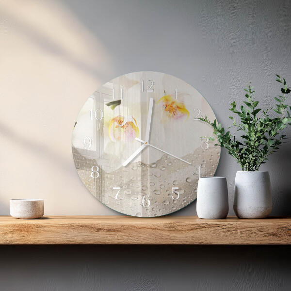 Ronde glazen klok Orchidee