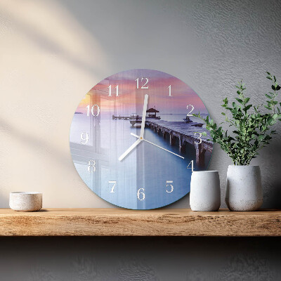 Ronde glazen klok Houten brug