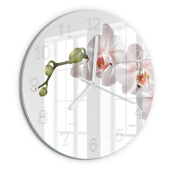 Ronde glazen klok Orchidee