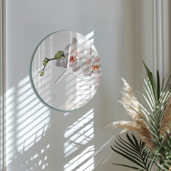 Ronde glazen klok Orchidee