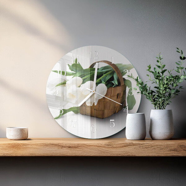 Ronde glazen klok Mand met tulpen