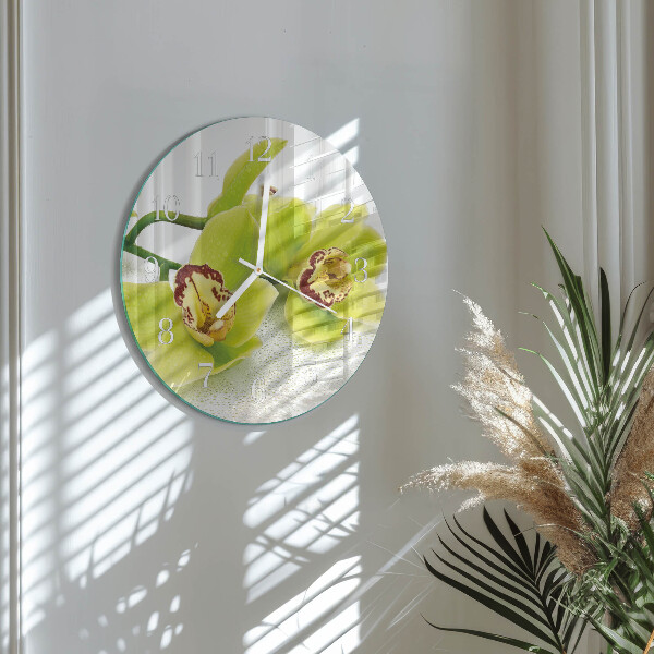 Ronde glazen klok Orchidee