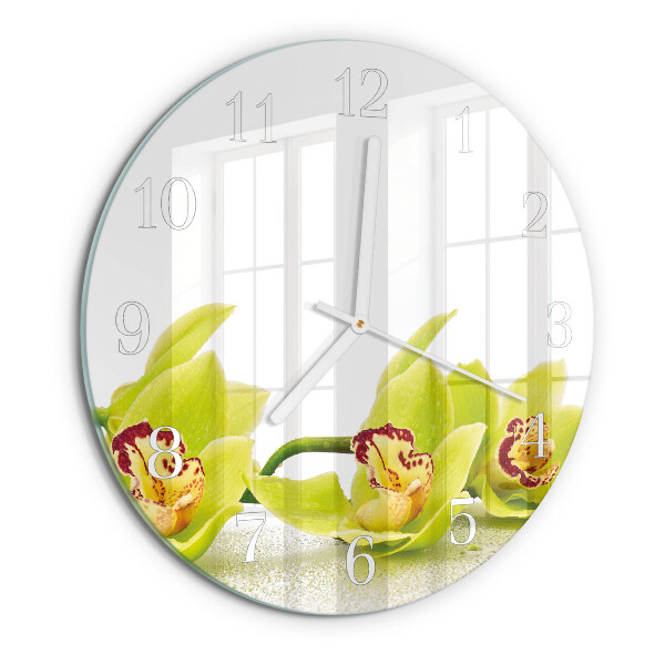 Ronde glazen klok Orchidee