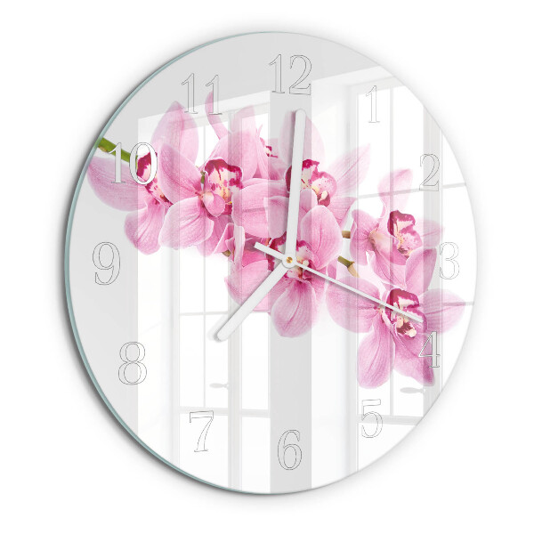 Ronde glazen klok Orchidee