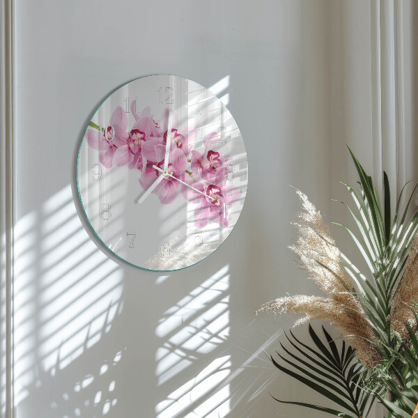 Ronde glazen klok Orchidee