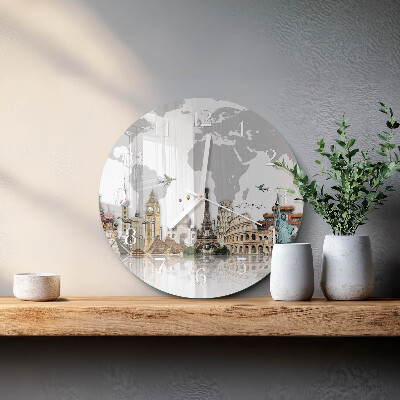 Ronde glazen klok Wereld