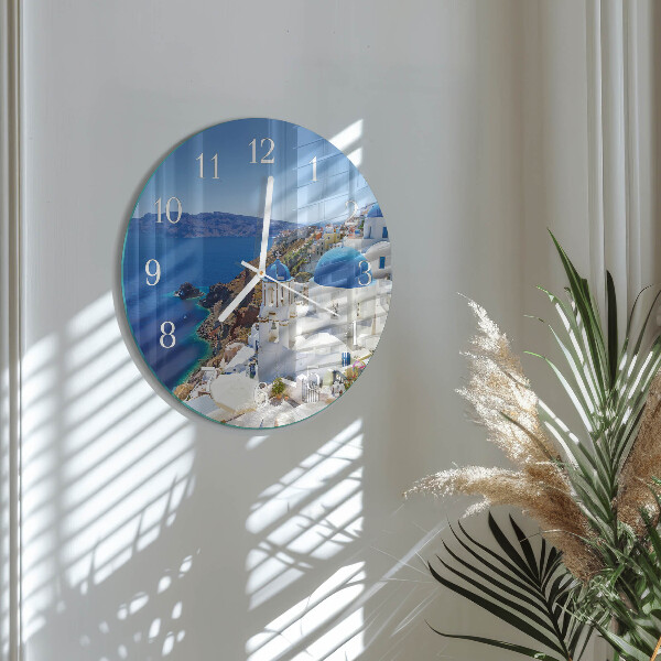 Ronde glazen klok Santorini