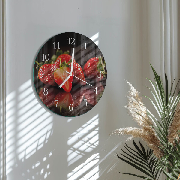 Ronde glazen klok Aardbeien