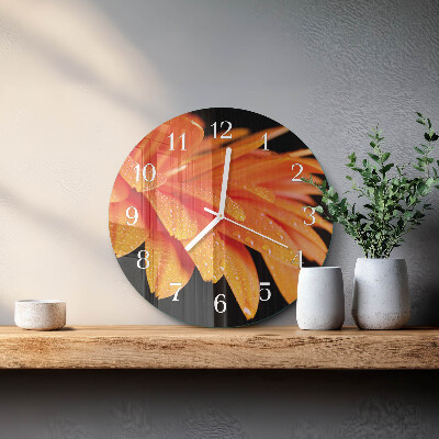 Ronde glazen klok Gerbera