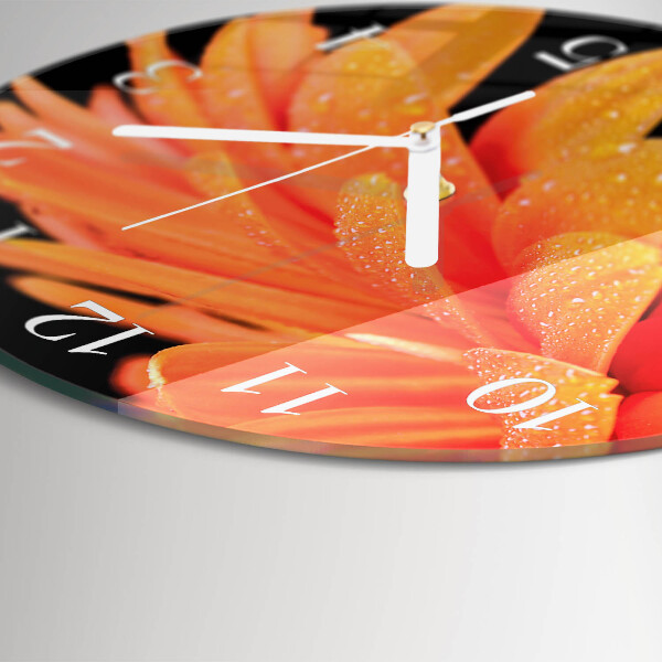 Ronde glazen klok Gerbera