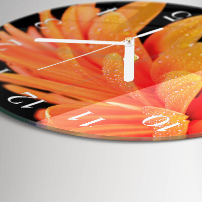 Ronde glazen klok Gerbera