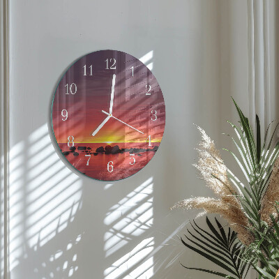 Ronde glazen klok Zonsondergang