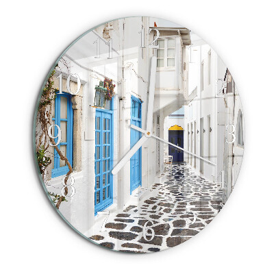 Ronde glazen klok Santorini