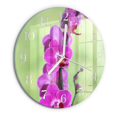Ronde glazen klok Orchidee